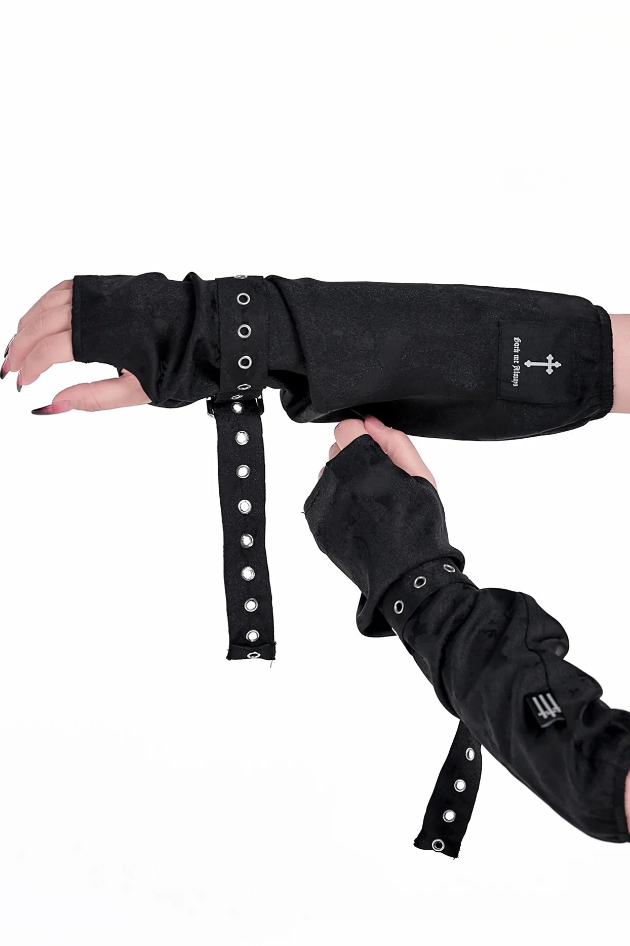 Jacquard Punk Fingerless Gloves Secondary image