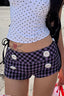 Purple Gingham Double Button Shorts