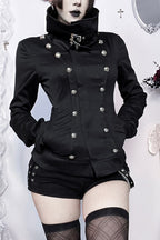High Collar Metal Button Fitted Jacket