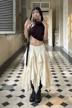 Leopard Ruffle Asymmetrical Maxi Skirt