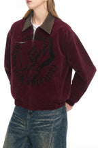 Printed Suede-Look Panel Jacket