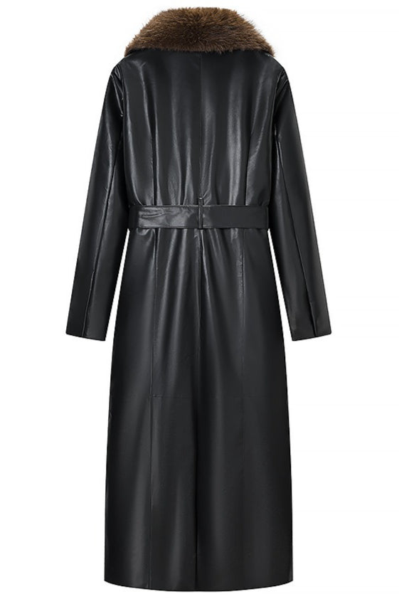 Fluffy Collar Glossy Long Coats