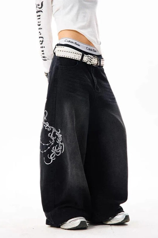 Y2K High Waist Wide Leg Denim Pants Main image