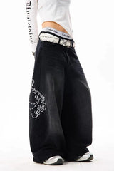 Y2K High Waist Wide Leg Denim Pants
