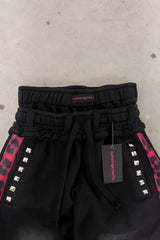 Black Pink Streetwear Wide Leg Denim Pants
