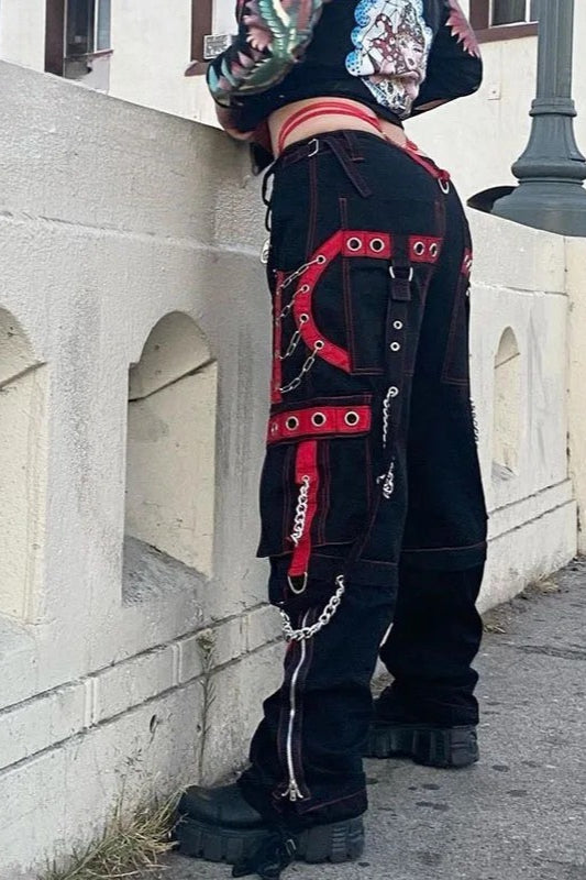 Contrast Color Studded Tactical Pant Secondary image