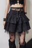 Black Lace-Up Layered Mini Skirt