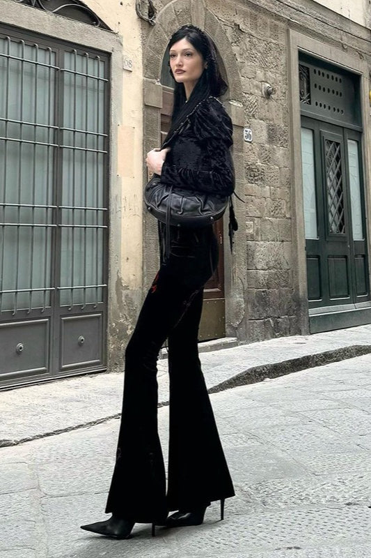 Gothic Cross Embroidered Flare Pants Secondary image