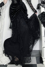 Velvet Lace Gothic Midi Skirt