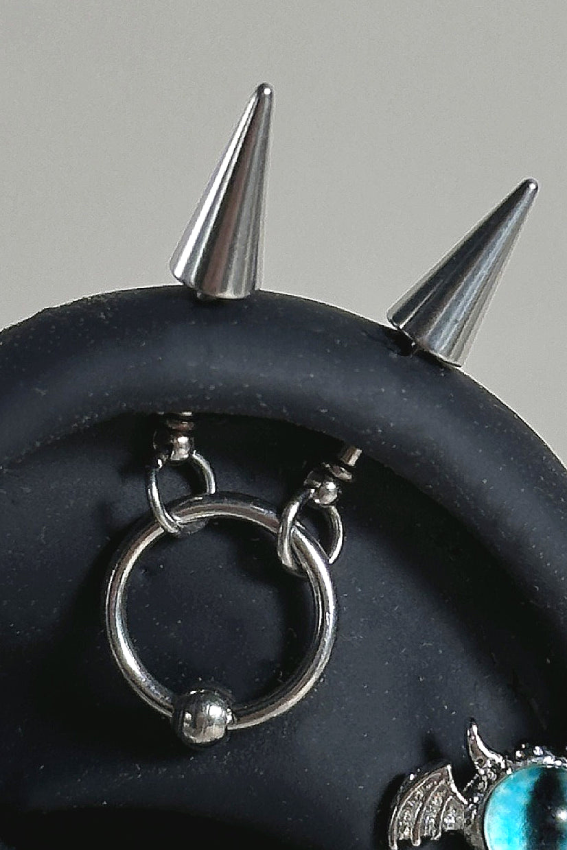 Punk Demon Eye Skull Spike Earrings Secondary image