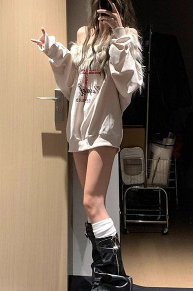Sweet Spicy Off-shoulder Long Sleeve Knit Top