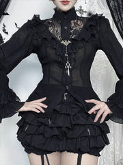 Gothic Hollow Out Lace Blouse