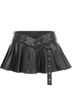 Eyelet Waist Pleated Mini Skirts