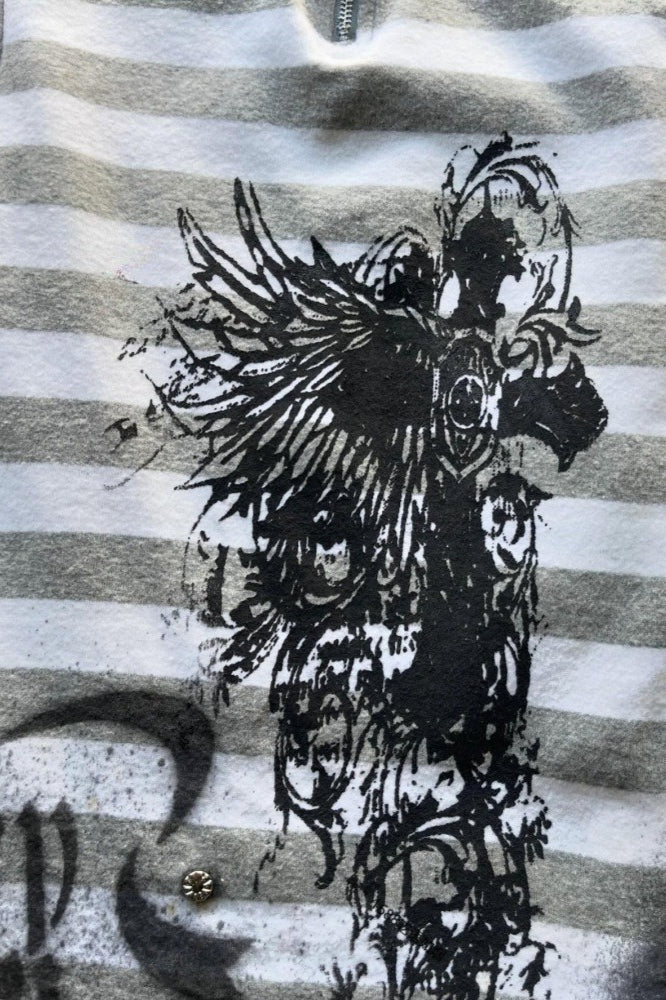 Y2K Dark Stripe Print Short Sleeve T-Shirt