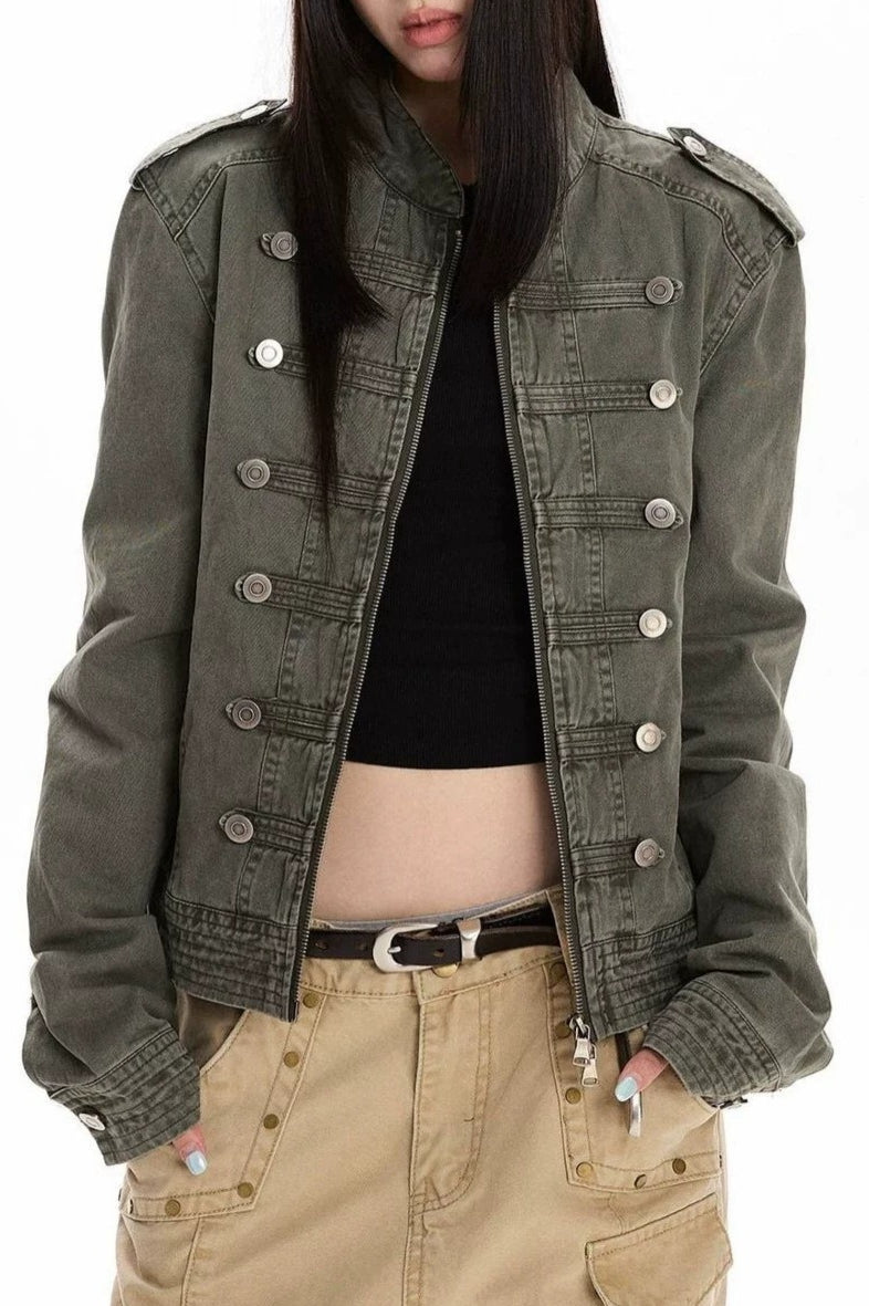 Double Button Washed Denim Jackets
