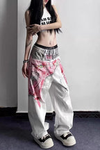 Harajuku Gothic Print Denim Pants