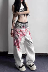 Harajuku Gothic Print Denim Pants
