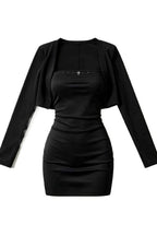 Ruched Dress Cropped Cardigan Skirt Sets