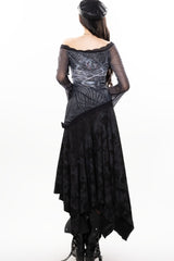 Dark Punk Heavy-Duty Paneled Denim Skirt