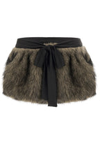 Fluffy Tie Front Mini Skirts