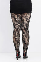 Gothic Skull Rose Fishnet Tights