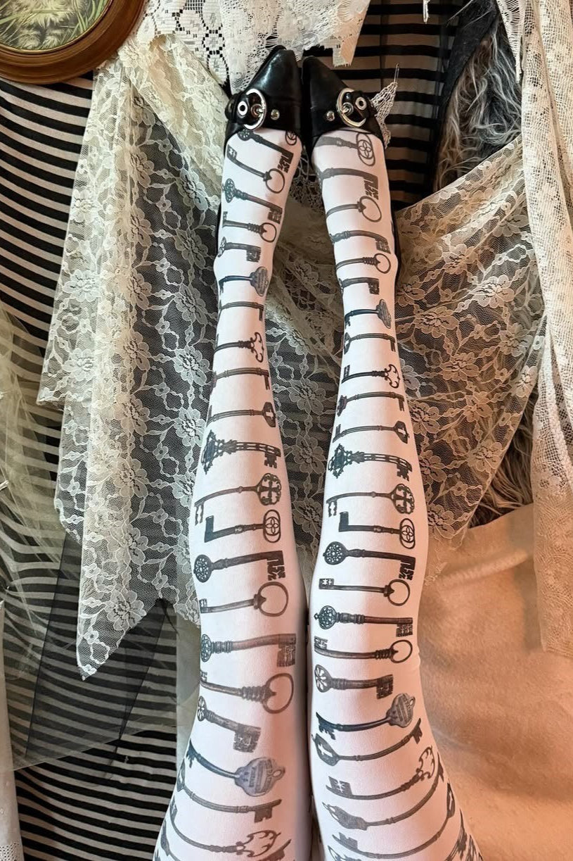 Dark Key Pattern Gothic Tights Main image
