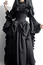 Gothic Light Lolita Long Flying Sleeve Vintage Blouse & Skirt Two Piece Set