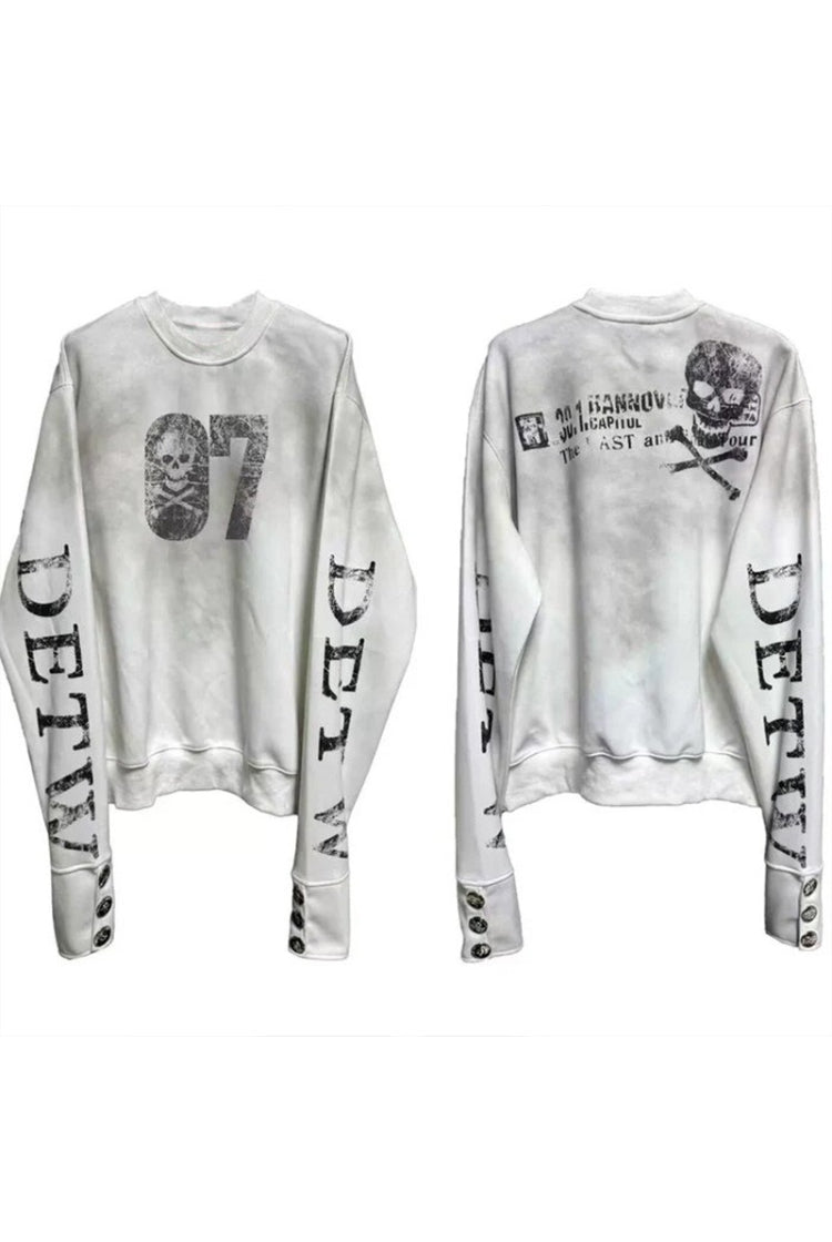 Skull Number Washed Graphic Sweatshirt