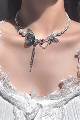 Vintage Irregular Butterfly Pearl Necklace