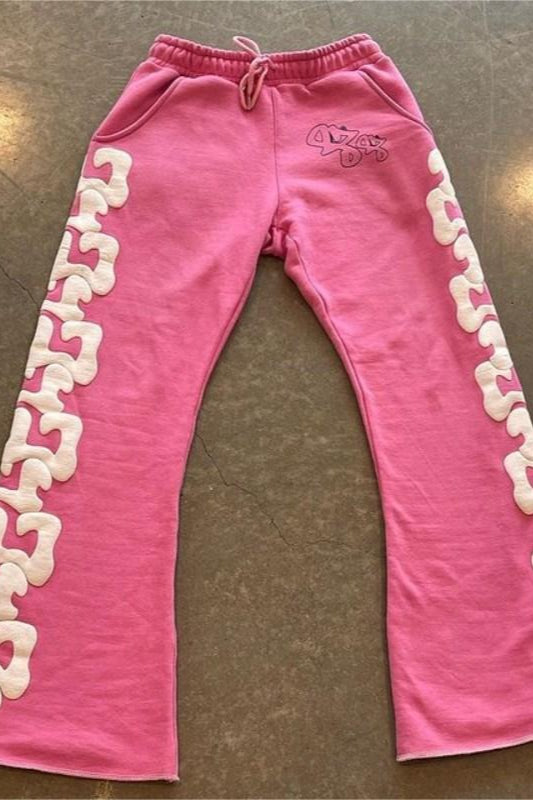 Contrast Print Drawstring Sweatpants