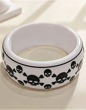 Black White Skull Pattern Bracelet