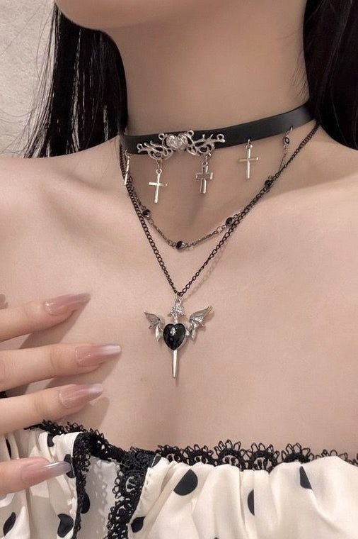 Punk Devil Spade Layer Necklace