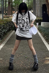 Edgy Printed Textured Knit T-shirt