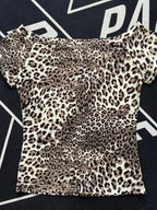 Y2K Leopard Eye Print Slim Short Sleeve T-Shirt