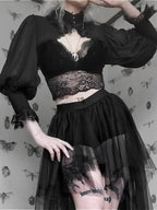 Gothic Cropped Lace Turtleneck Coat