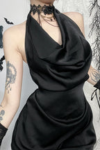 Gothic Halter Cross Backless Maxi Dress