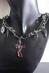 Vintage Gothic Heart Stud Choker Necklace