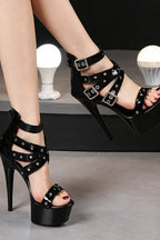 Studded Strappy Platform Stiletto Sandals