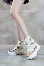 Butterfly Mesh Peep-Toe Ankle Boots