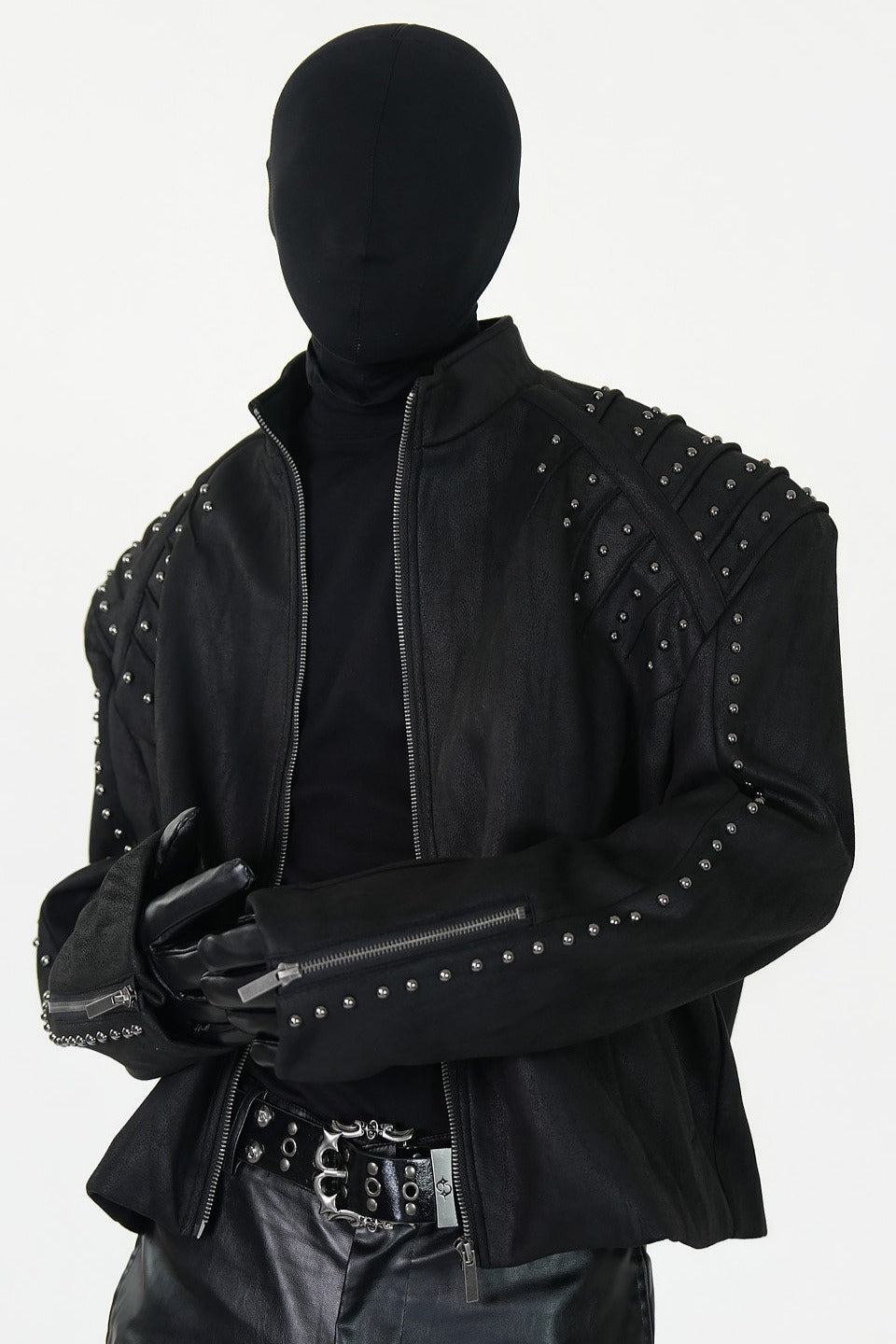 Studded Shoulder Oversized Faux Leather Jacket Main image