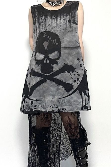 Y2K Skull Sleeveless Tank Midi Dress Secondary image