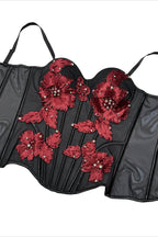 Floral Applique Beaded Strap Corsets