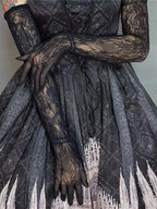 Gothic Hollow Out Net Lace Long Gloves