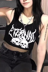 Punk Print Gothic Halter Sexy Crop Top