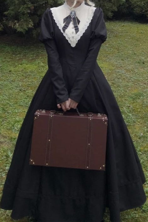 Dark Gothic Nun Long Sleeve Maxi Dress