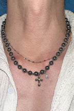 Multi Layer Grey Pearl Choker Necklace