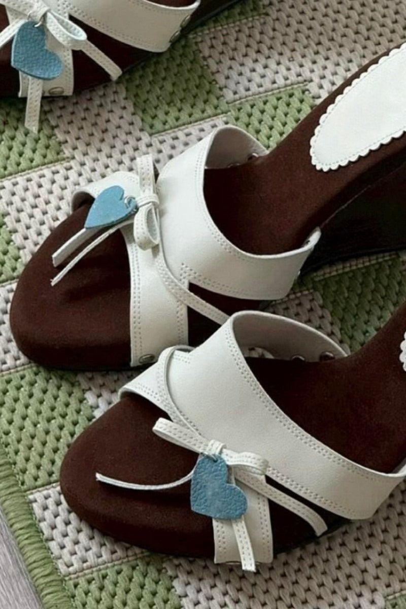 Butterfly Bow Block-Heel Mules