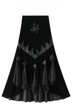 Gothic Embroidered Black Velvet Mermaid Skirt