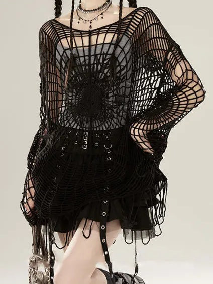 Webbed Knit Sheer Mesh Top Main image