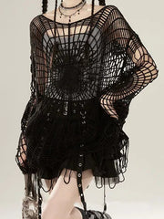 Webbed Knit Sheer Mesh Top
